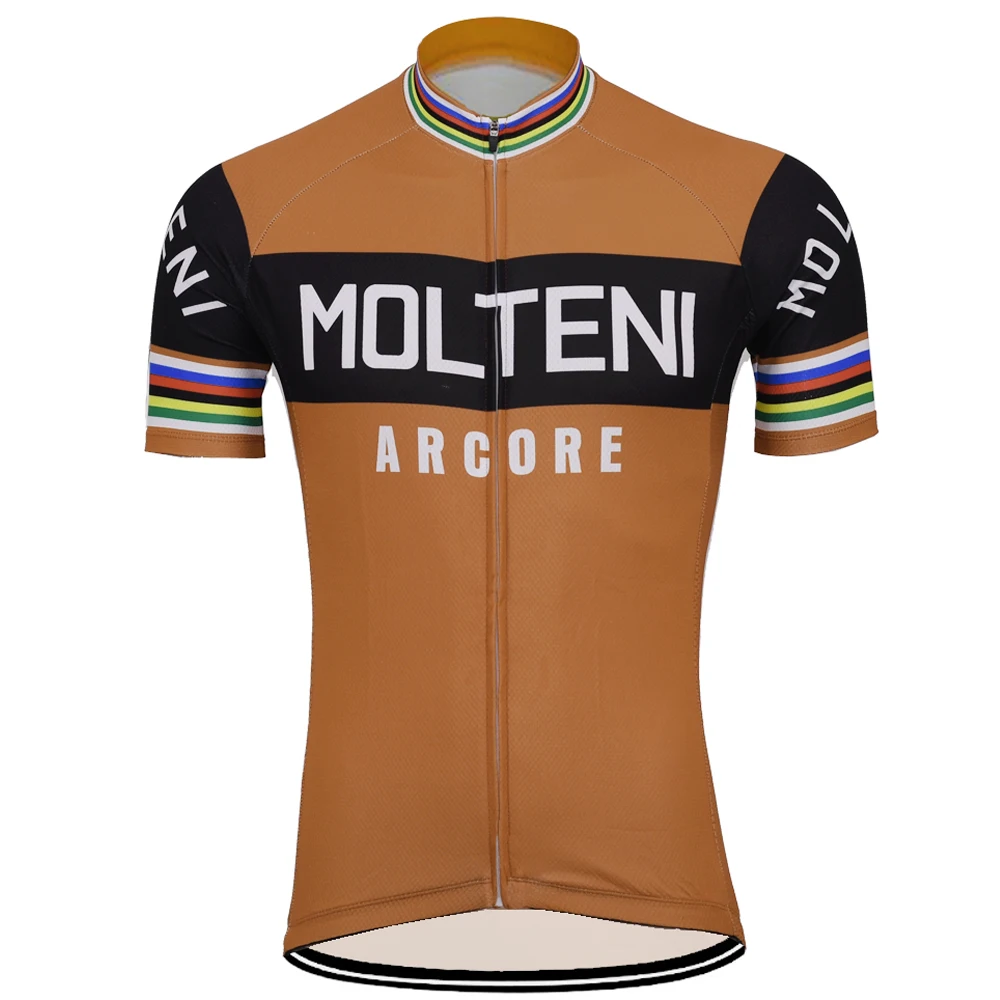 MOLTENI-Camiseta de manga corta para ciclismo, ropa Retro para bicicleta de montaña, con cremallera completa, color negro/naranja, 4 estilos, novedad