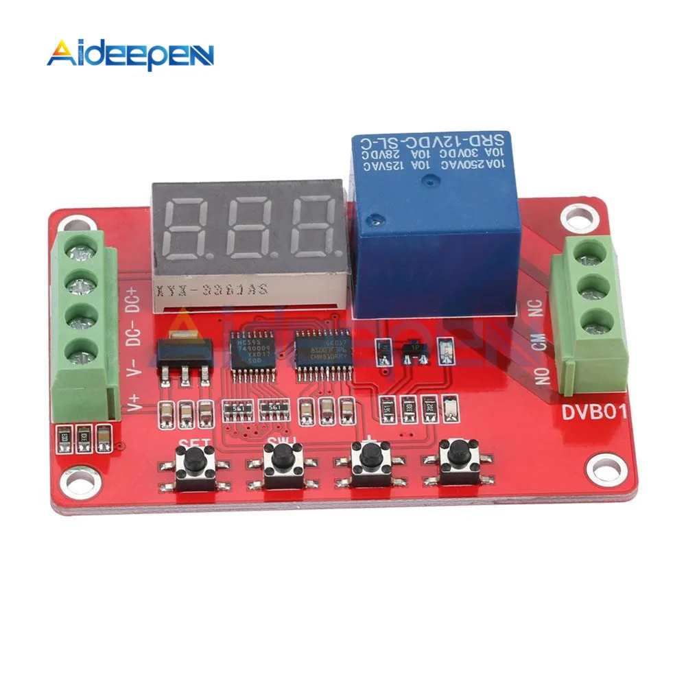 DC5V 12V 24V DVB01 Digital Voltage Comparator Voltmeter Microcontroller Voltage Charge/Discharge Monitor Controller 0-99.9 Delay