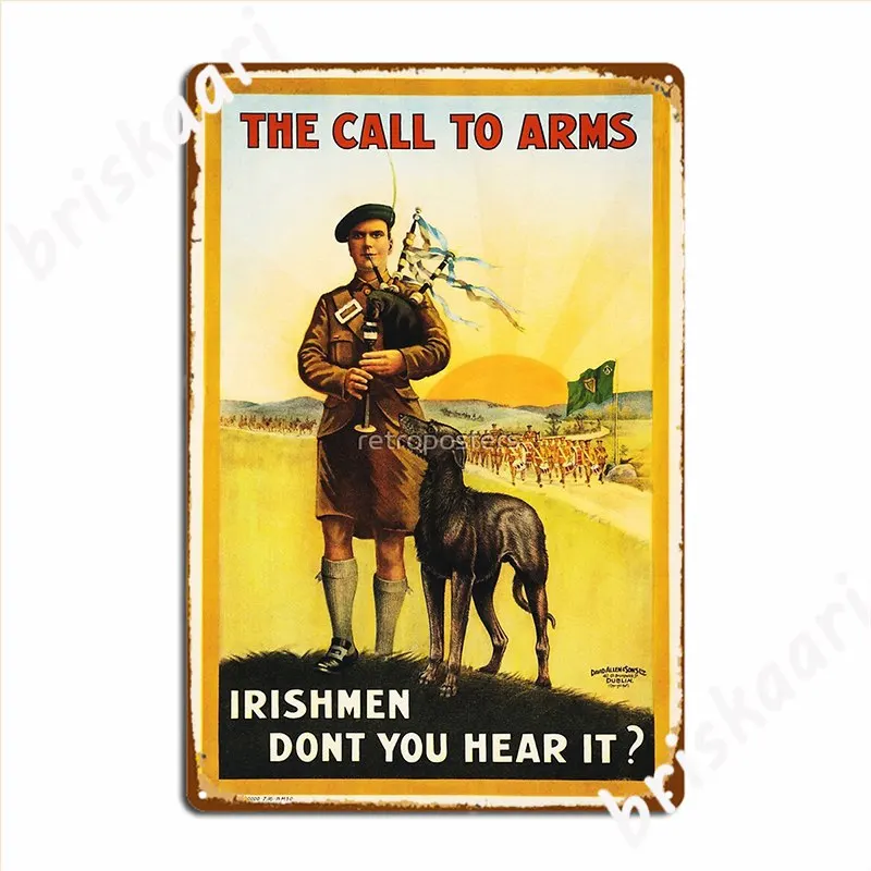 The Call To Arms Irishmen Don T You Hear It Vintage Army Recruitment Propaganda Metal Sign Retro Plates Tin Sign Posters