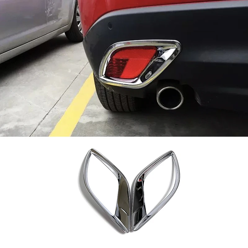 For Mazda Cx-5 Cx5 2012/13/14/15/16 ABS Chrome Bumper Reflector Rear Fog Light Lamp Frame Bezel Cover Trim Accessories 2PCS