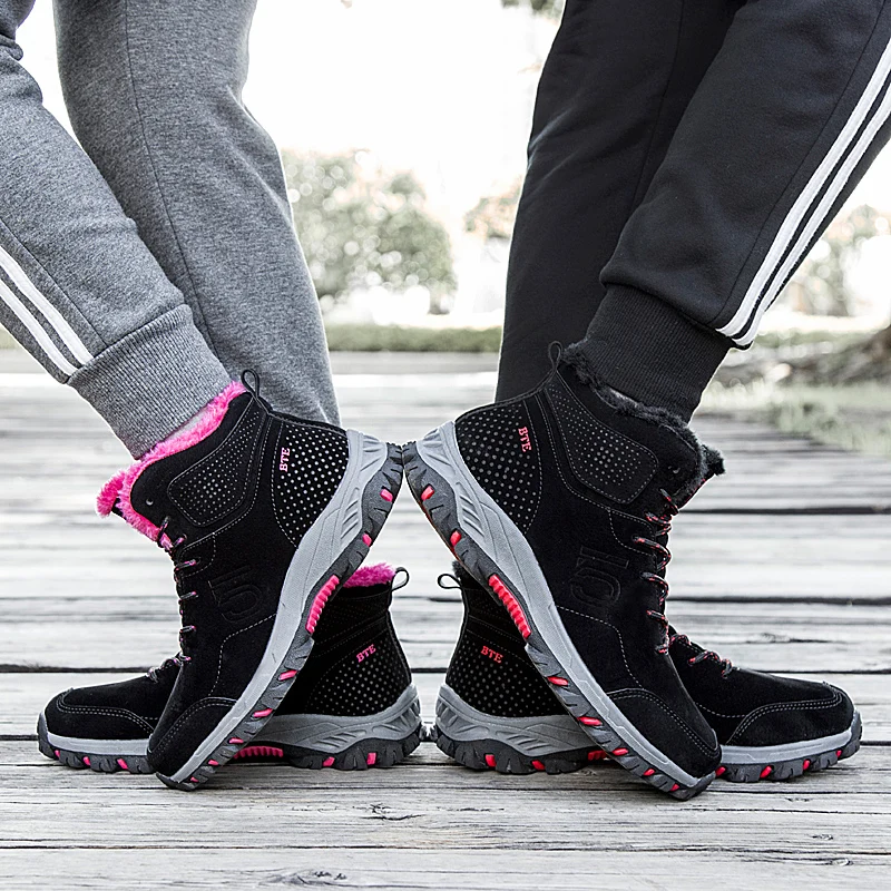 SMS Men Shoes Winter Sneakers Middle-aged Warm Cotton Hiking Shoes Tactical Boots With Fur Outdoor Mountain Hiking Boot Unisex