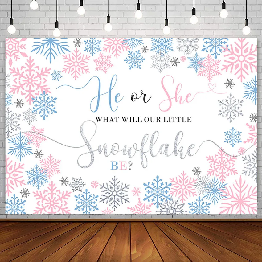 Avezano Photography Background Gender Reveal Party Winter Snowflake Pink Blue Girl Or Boy Backdrop Decor Photo Studio Photophone