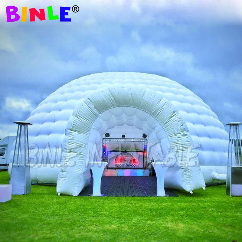 10m 80persons Striking Oxford Outdoor Inflatable Dome Tent With Led Strips Disco Igloo Party Wedding House Air Marquee For Event