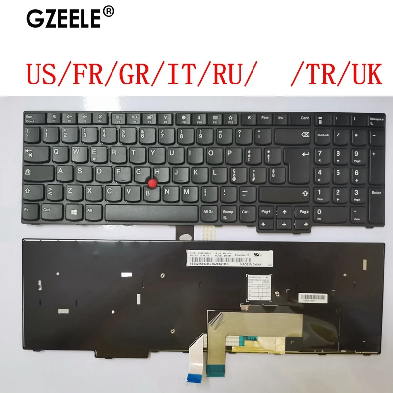 Nouveau clavier d'ordinateur portable pour Lenovo Thinkpad E570 E575 E570C, US/FR/GR/IT/RU/TR/UK