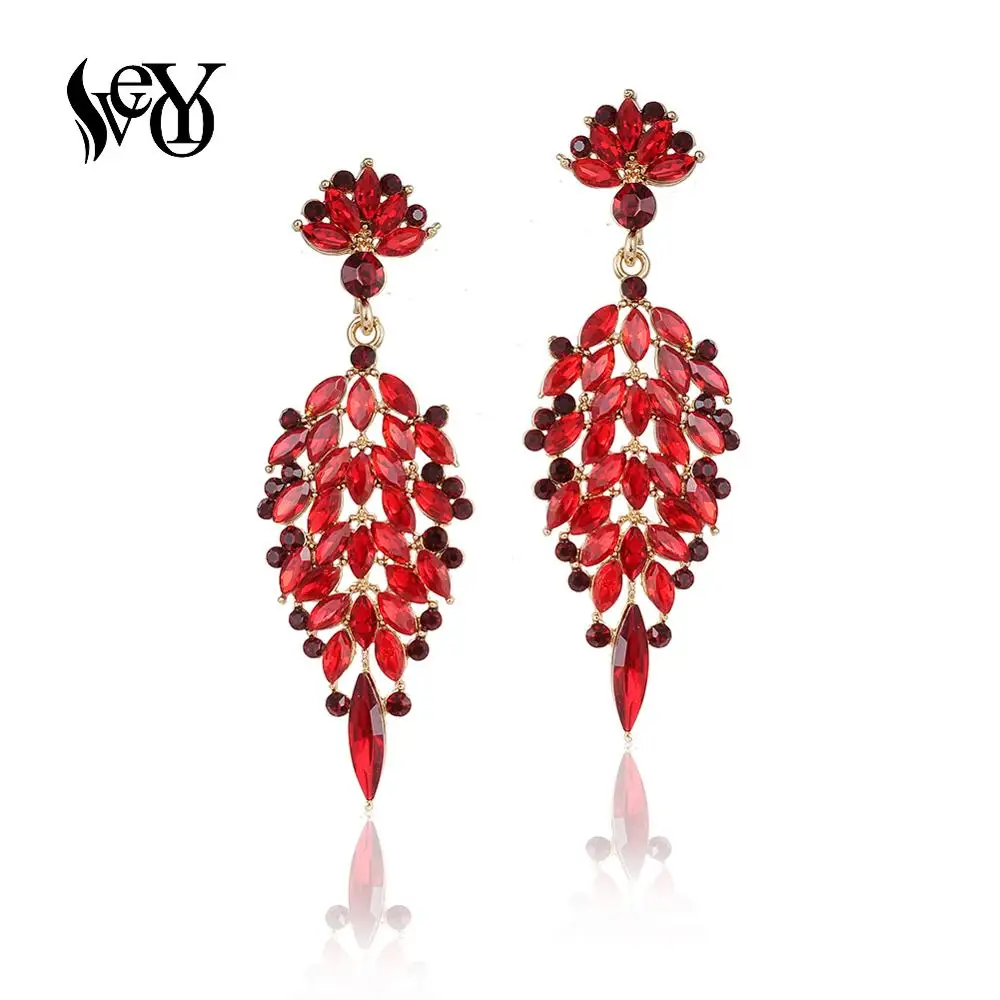 VEYO Luxury Crystal Drop Earrings Elegant Party Bridal Dangle Earrings For Women Gift New