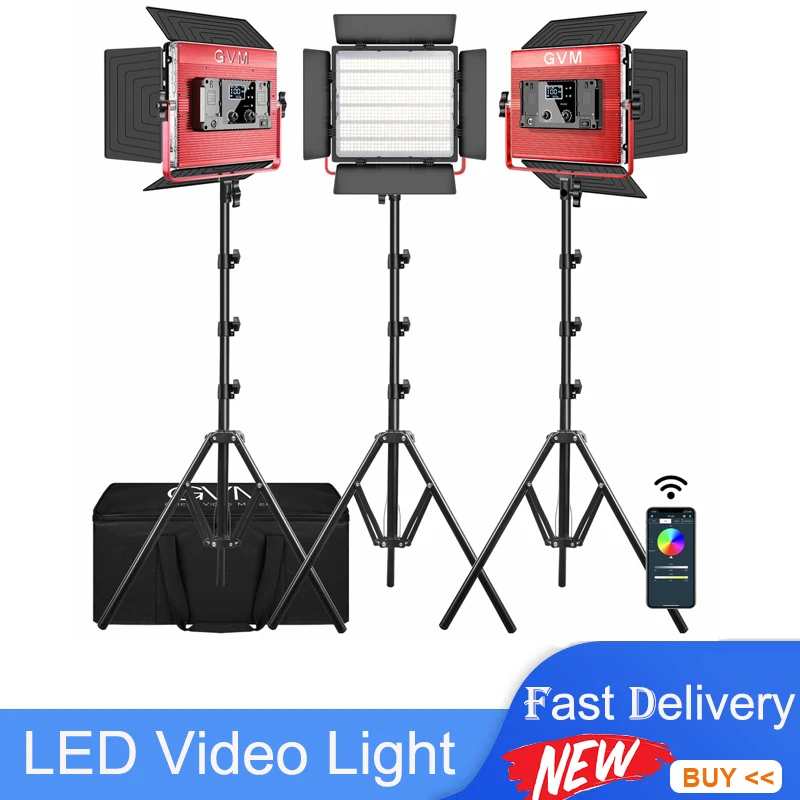 GVM 1200D LED Photo Studio Light for Tiktok Youbute Game Live Video Lighting 50W Bi-Color Video Record Photography Panel Lamp