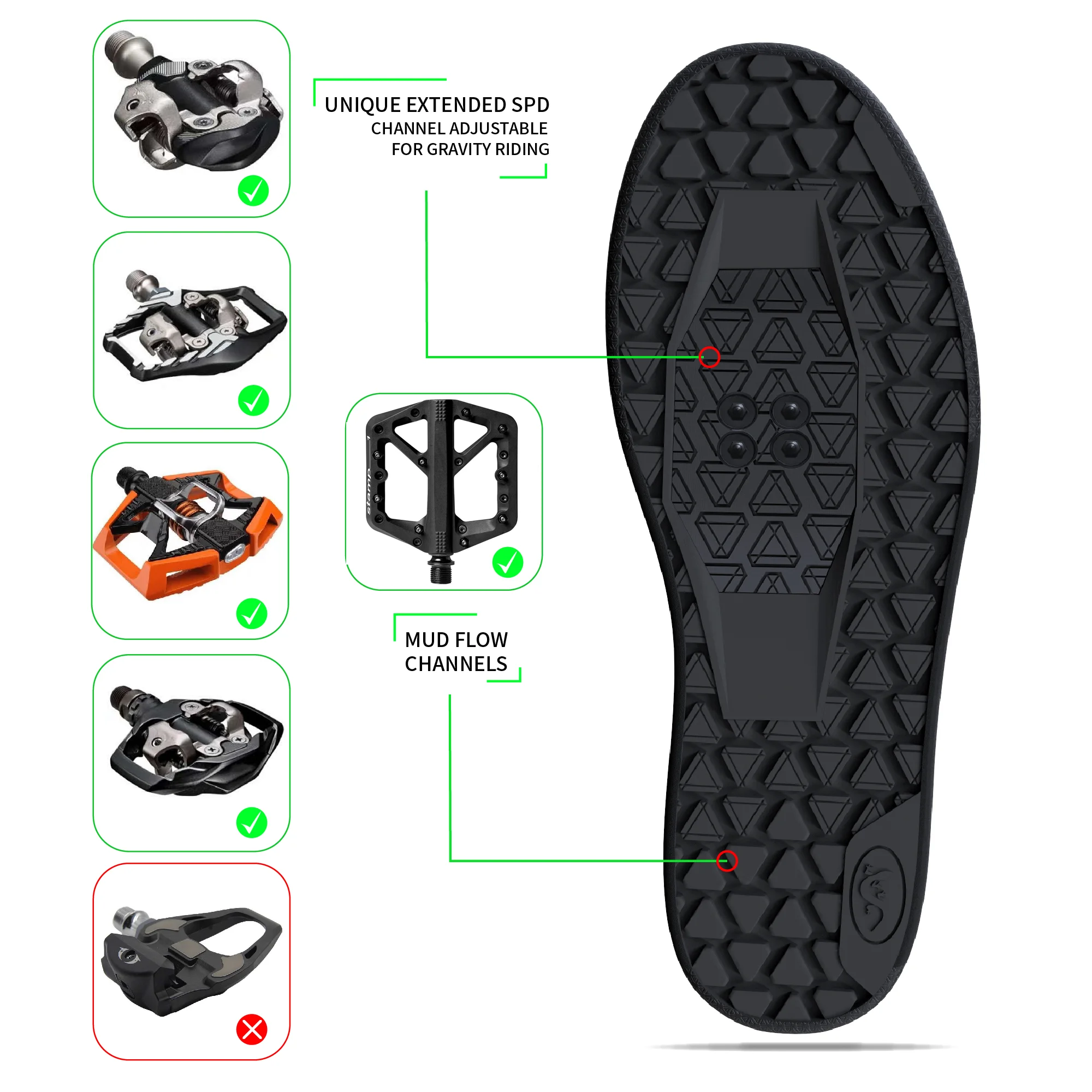 Men\'s Mountain Biking Shoes Flat Pedals MTB SPD Downhill Enduro Shoes, Compatible with All 2-Bolt and Flat Pedals