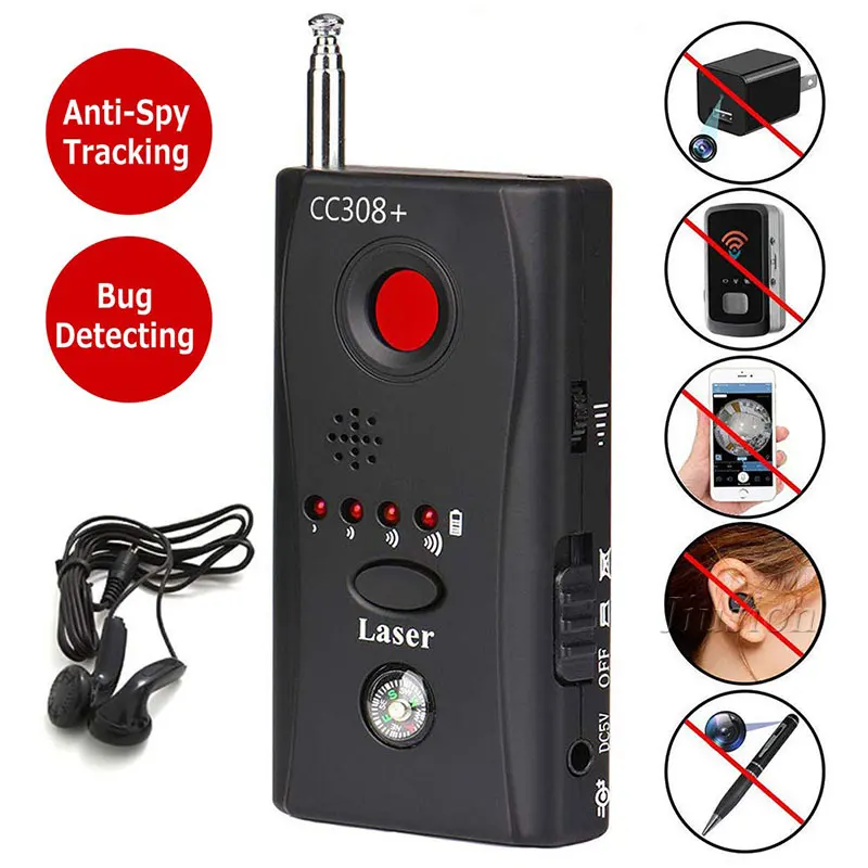 Mini Anti Spy Hidden Camera Detector CC308+ Anti Candid Espia Camera Wifi RF Laser Audio Signal Bug Spy Device GSM Device Finder