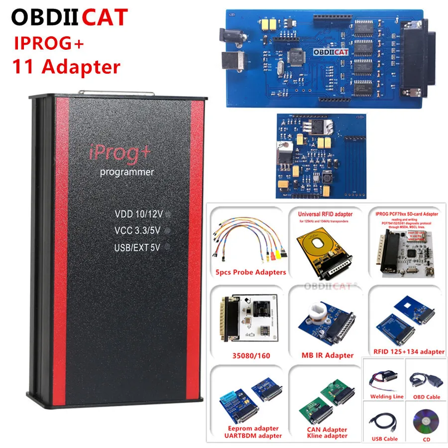 2023 Iprog Pro V87 with Full Adapters Support IMMO/KM/Radio /Airbag Reset Auto ECU Key Programmer Tool Replace Carprog/Digiprg