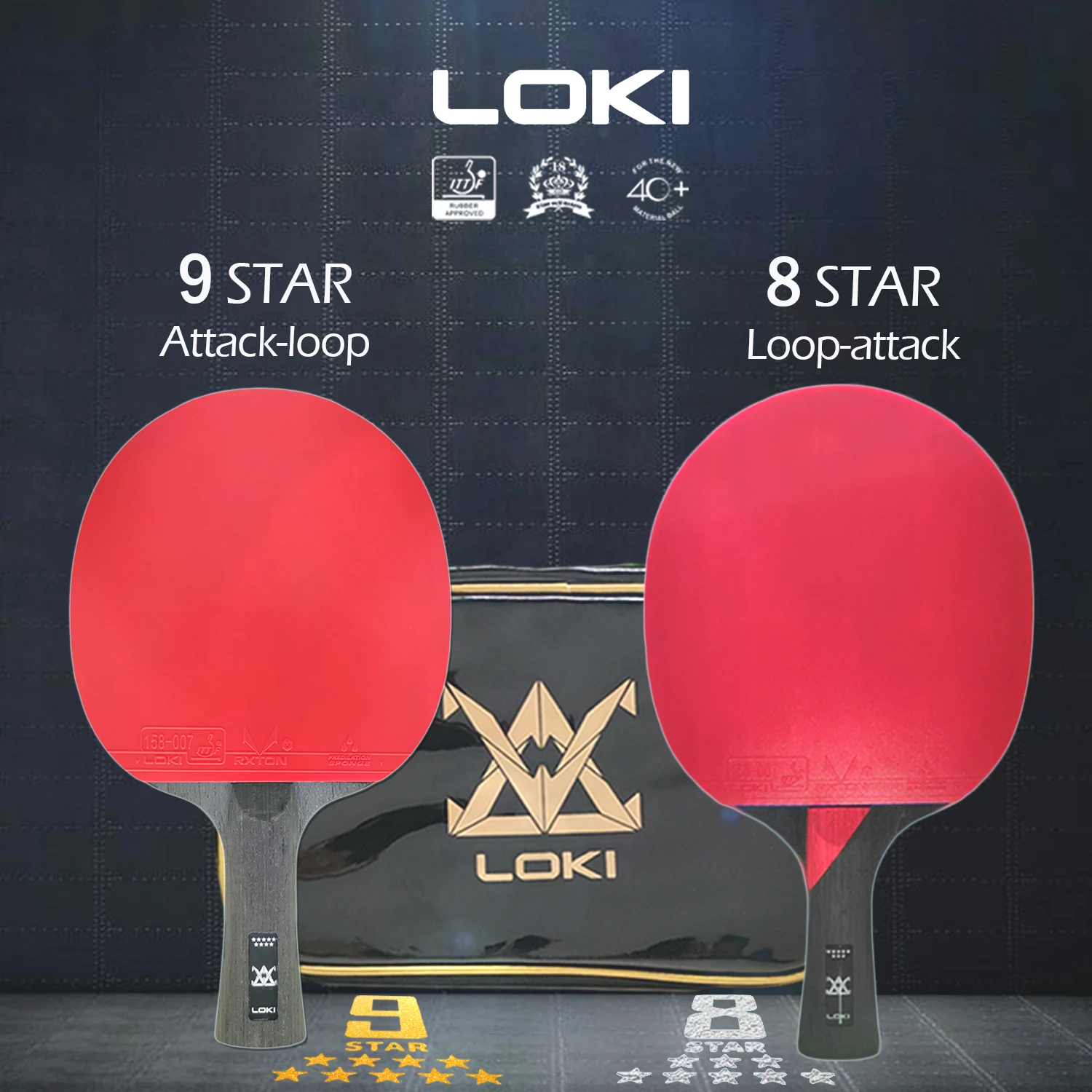 Raquete de tênis de mesa Loki Ping Pong, 8 9 Star, High Sticky Pingpong Bat, Intermediário e ofensivo, Paddle profissional