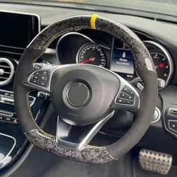 WCaRFun DIY Forged Carbon Soft Suede Car Steering Wheel Cover For Mercedes Benz C200 C250 C300 B250 B260 A200 A250 Sport CLA220