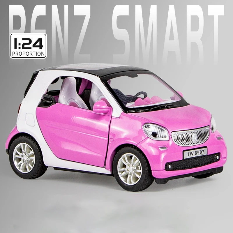 1:24 samochód symulacyjny Smart Fortwo Alloy Metal Diecast pojazd zabawkowy modelu samochodu Metal dzieci prezent samochody zabawkowe dla dzieci