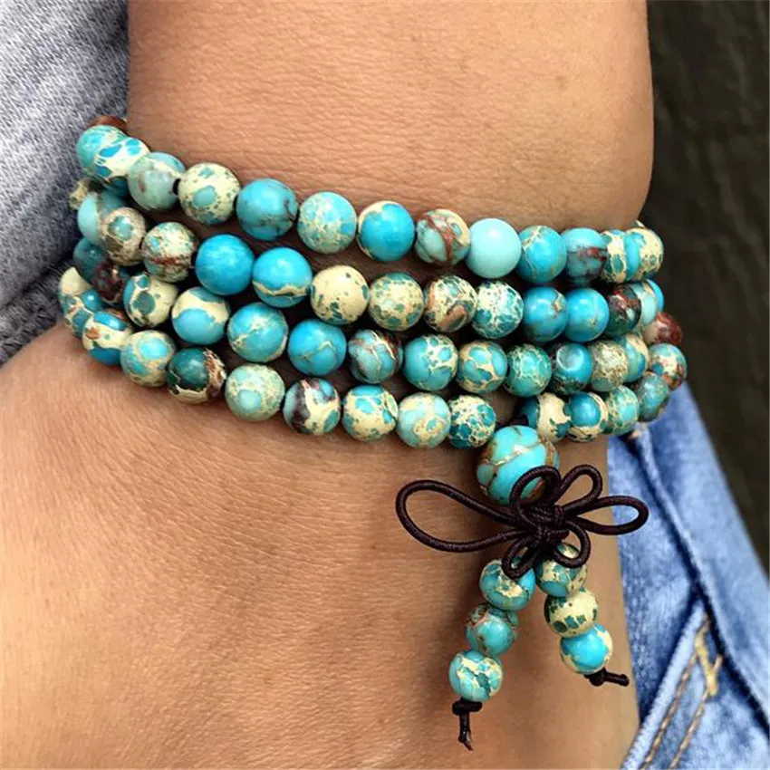 

6mm Imperial Jasper 108 Beads Handmade Tassel Necklace Bracelet Spirituality Prayer Tibetan Religious Buddhist Meditation Men