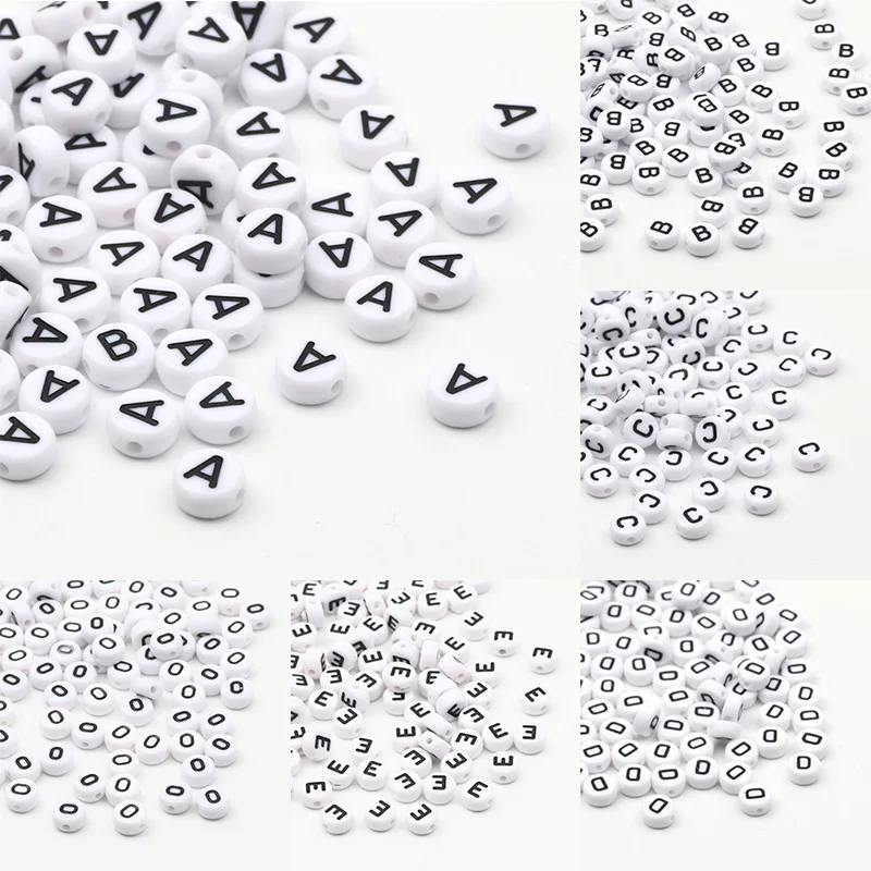 7mm White A-Z Acrylic Letter Beads Round Loose Spacer Alphabet Beads For Jewelry Making Charms Diy Bracelet Necklace Accessories