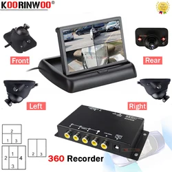 Koorinwoo Multi-function Car DVR Recorder Video Player System 4 Split Box Left Right Side Front Rear Camera Car Monitor Mirror
