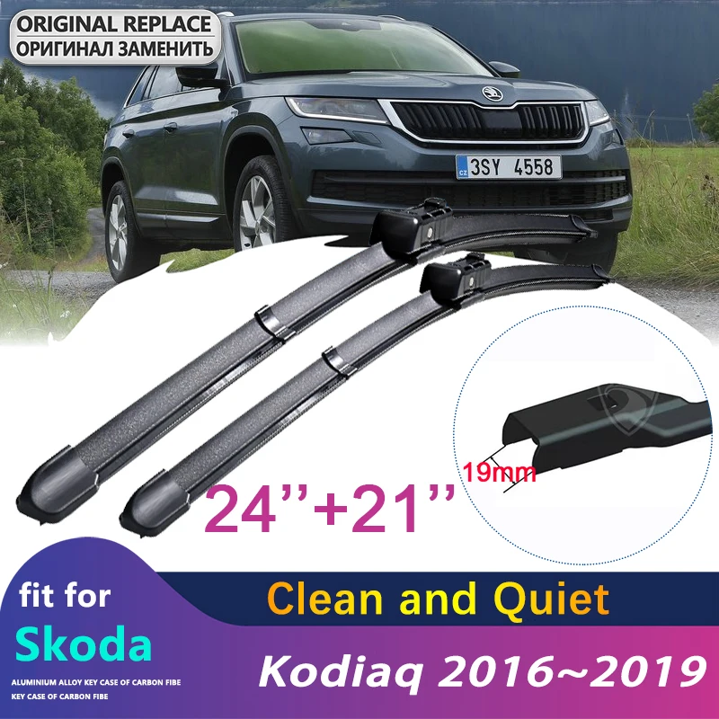 

for Skoda Kodiaq 2016~2019 2017 2018 Car Wiper Blades Front Windscreen Windshield Wipers Car Accessories Stickers