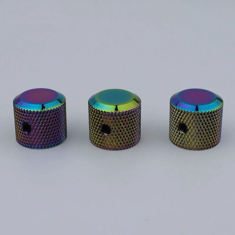 Guyker 3pcs Potentiometer Control Knobs with 6mm(0.24”)High Grade Knurled Volume Tuning Audio Knob Replacement Rainbow Chameleon