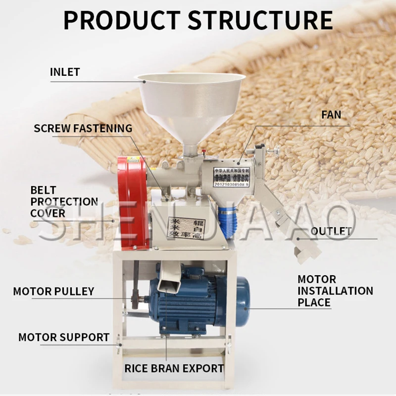 Small Household Grain Peeling Machine Rice Hulling Machine Rice Millet Barley Husking Machine 40X-21 Multifunctional Peeling