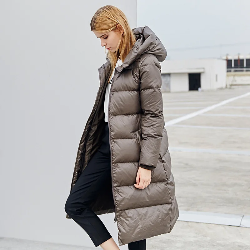 Unten Frauen Winter Jacke Mantel Weibliche Dicken 90% Weiße Ente Unten Jacke Frauen Lange Mäntel Warme Kleidung Mit Kapuze 2021 16Y0303