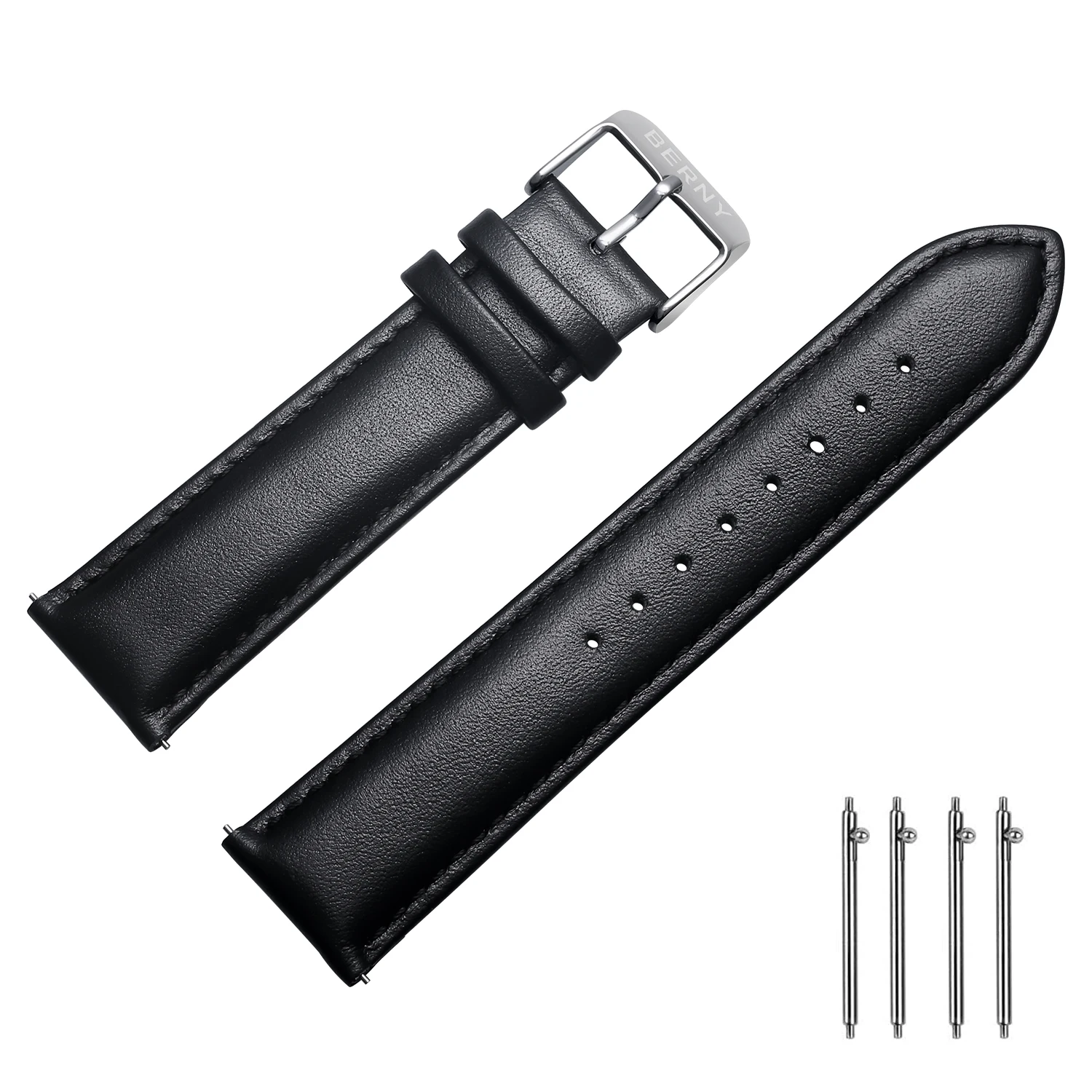 Genuine Leather Watchband Quick Release Soft Calfskin Strap Black Bracelet Replacement Watch Accessories Optional Width 16-24mm