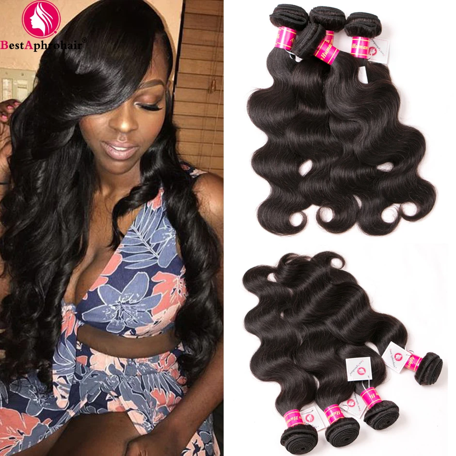 4 Bundles Deal Body Wave Bundles 8-24 Inch Brazilian Hair Weave Bundles Non-Remy Human Hair Bundles BESTAPHROHAIR