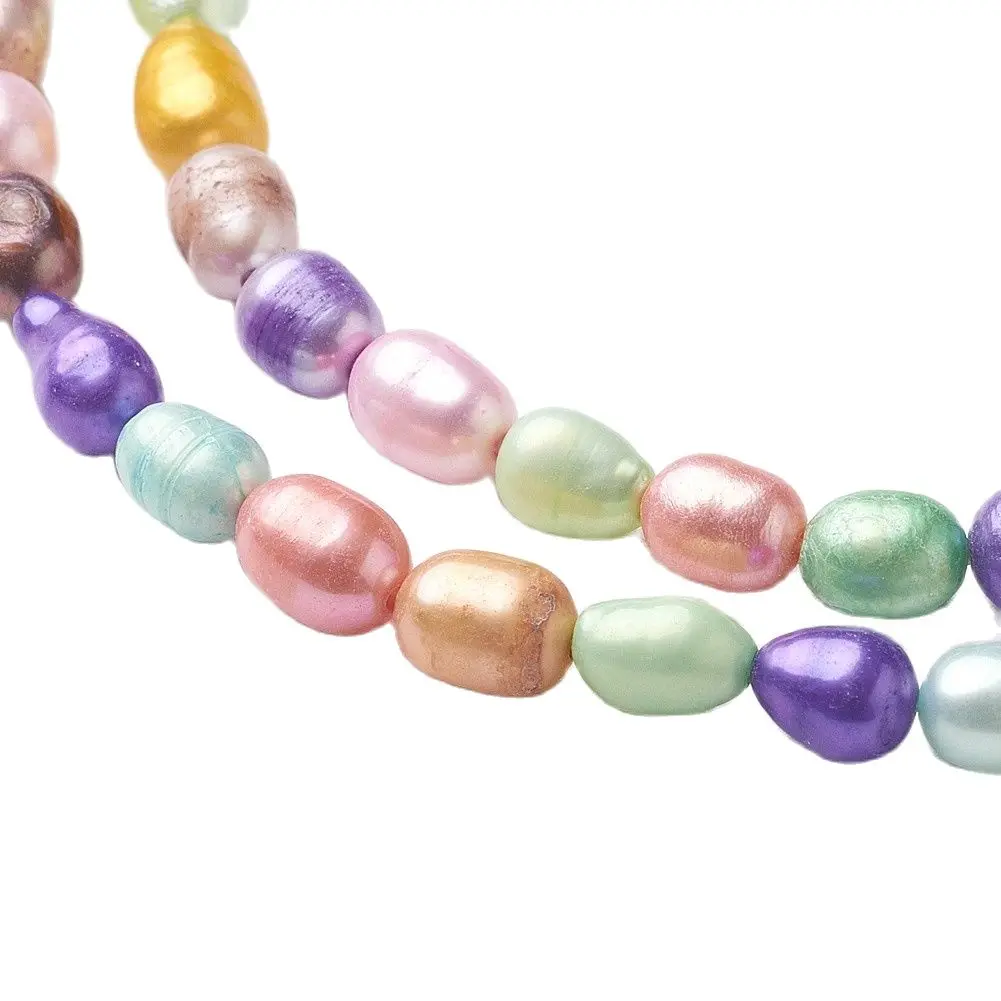 20Pcs 5~6mm Dyed Natural Cultured Freshwater Pearl Beads Mixed Color for DIY Bracelet Necklace Jewelry Making Accessories