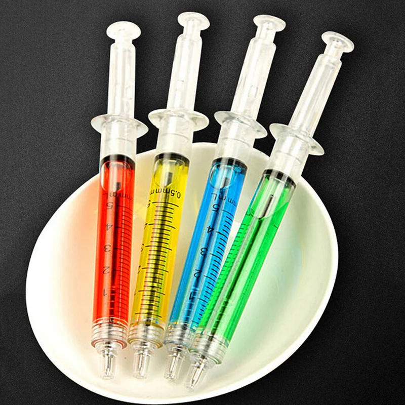 10XSyringe Injection Shape Ballpen 10Pcs Doctor Nurse Gift Liquid Pen Ballpoint