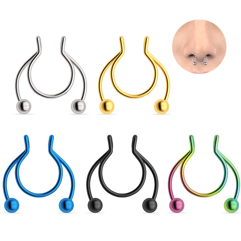 New Stainless Steel Fake Piercing Magnetic Nose Ring Earring Hoop Septum Rings For Women Jewelry Non Piercing Hoop Jewelry