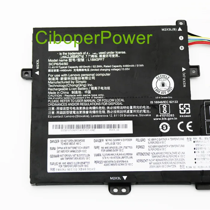 Original quality L18C3PF6 L18M3PF7 Battery for 3ICP6/42/85 L18M3PF6 L18C3PF7 52.5Wh