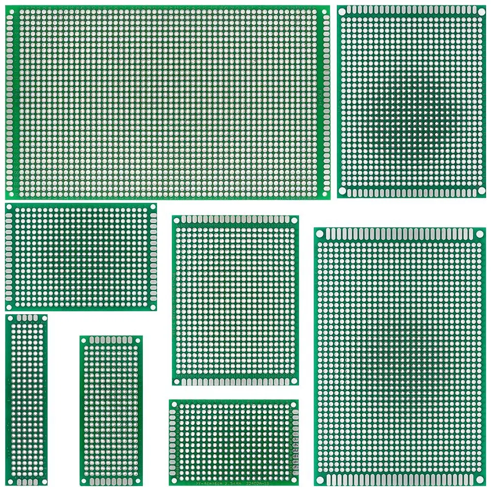 Płytka prototypowa dwustronna DIY uniwersalna do obwodów drukowanych PCB, protoboard do majsterkowania, wymiary: 9x15 8x12 7x9 6x8 5x7 4x6 3x7 2x8 cm