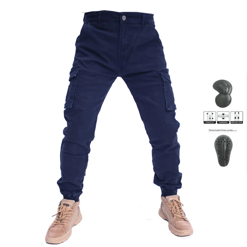

UBS06 Pants Motorcycle Spring And Autumn Overalls Men's Trousers Men's Straight Loose Beam With Protective Gear