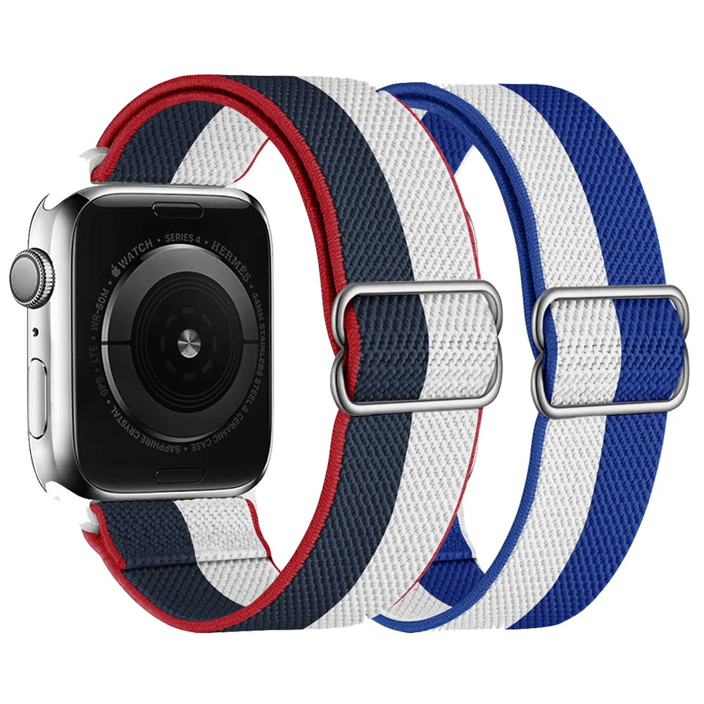 

Strap for Apple watch band 44mm 40mm 38mm 42mm Adjustable Elastic International colors Nylon solo Loop iWatch series 6 se 5 4 3