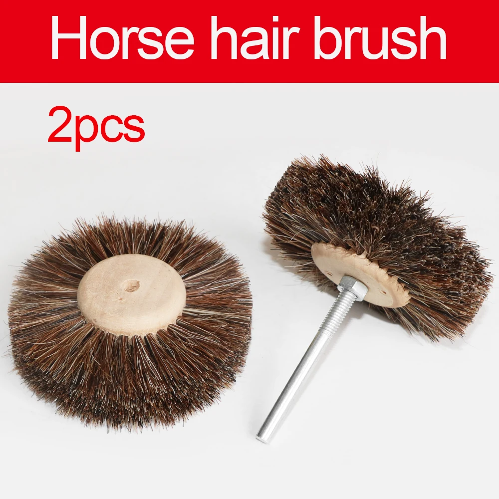 2PC Abrasive Sisal Filament & Horse Hair Brush Polishing Grinding Buffing Wheel Woodworking For Furniture Rotary Drill Tools