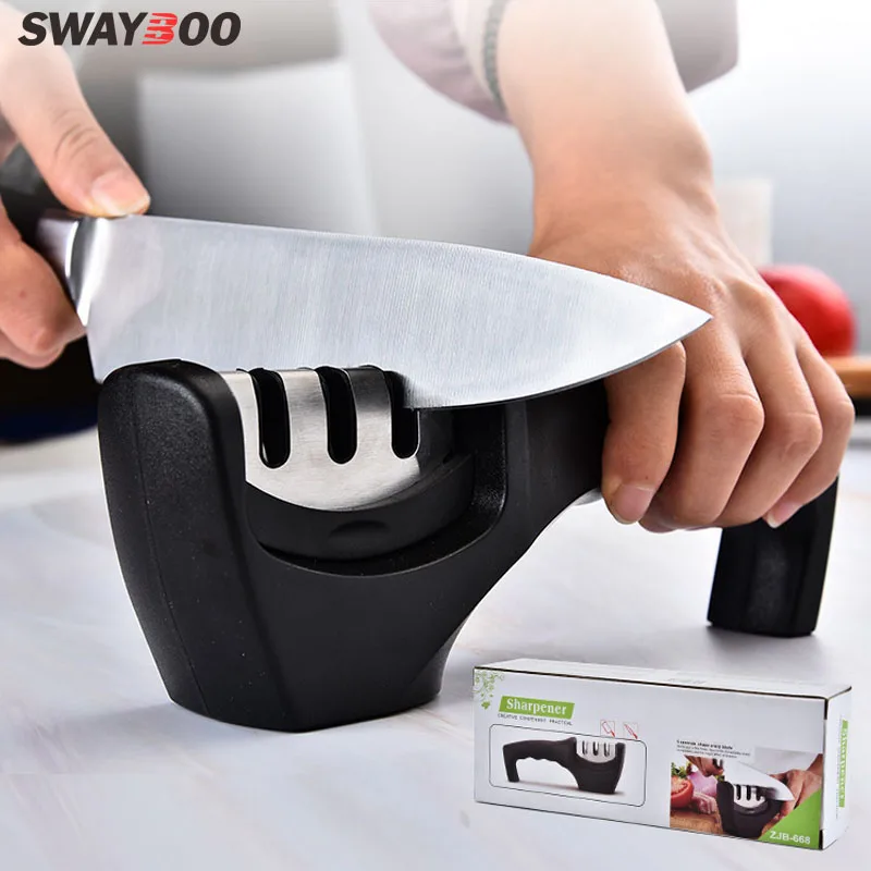 Swayboo Stages Professional Knife Sharpener Kitchen Sharpening Stone Tungsten Steel and Ceramic Kitchen Knives Accessories