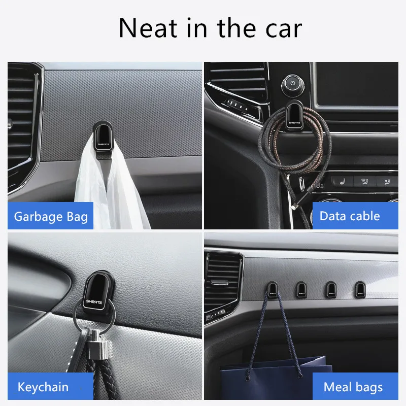 Car hooks are used for self-adhesive brackets for USB cables, keychains, headsets, invisible hangers, etc.Multifunctional