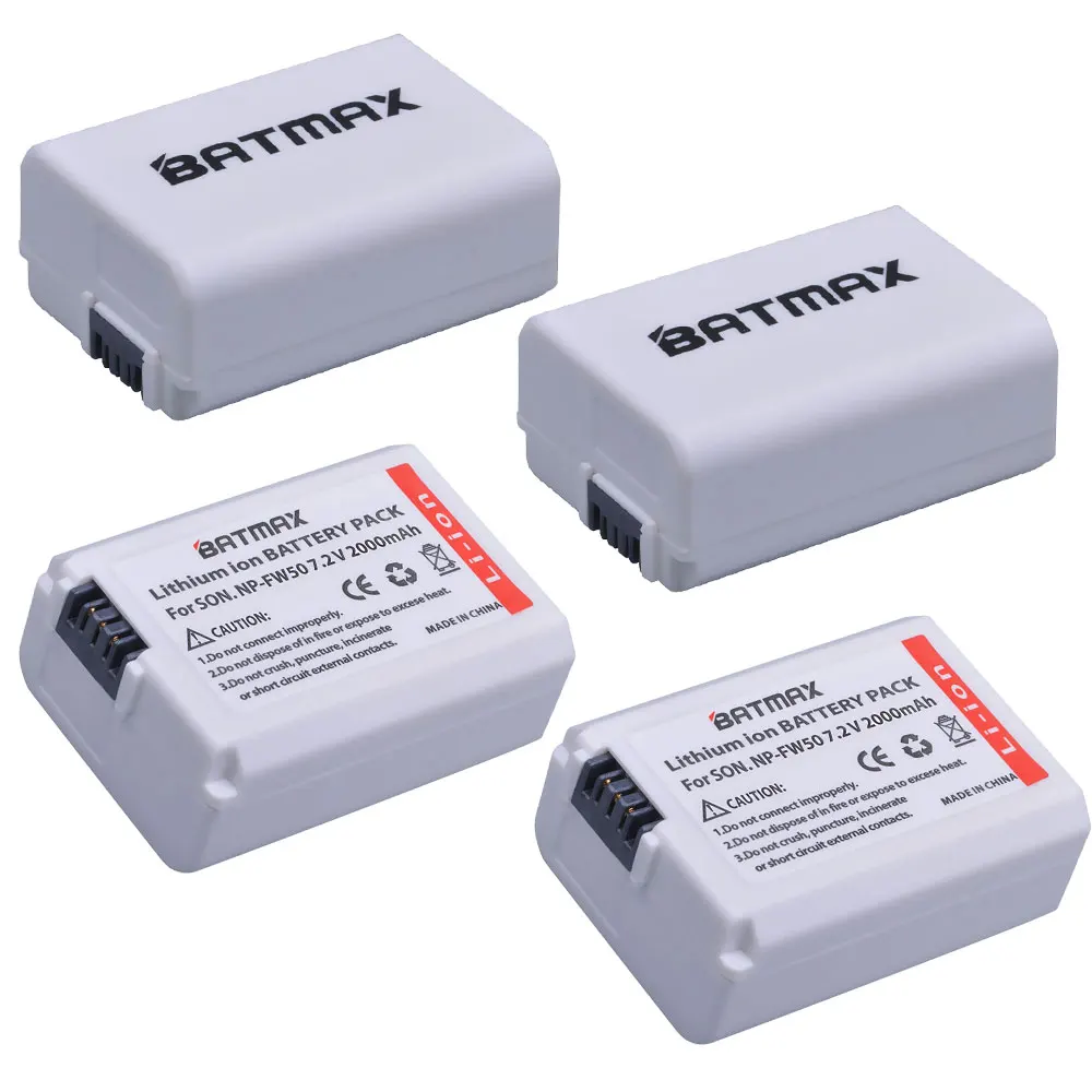 Batmax NP-FW50 np fw50 white Battery for Sony NEX-7 NEX-5N NEX-5R NEX-F3 NEX-3D Alpha a5000 a6000 DSC-RX10 Alpha 7 a7II ZV-E10