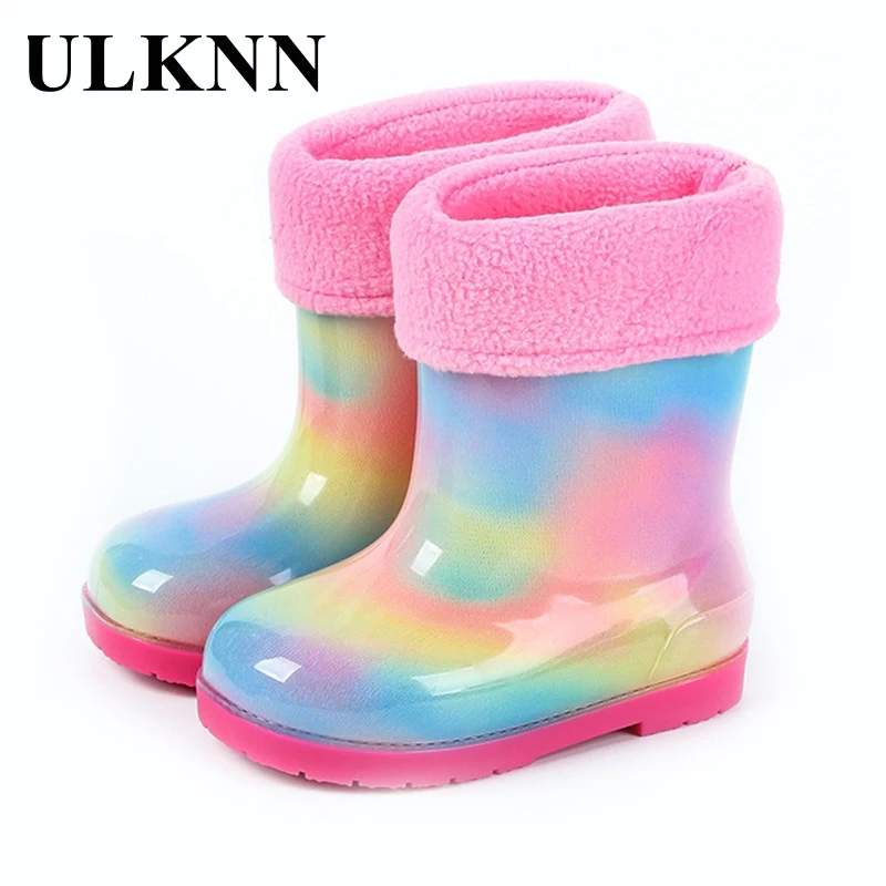 ULKNN Infant Rain Shoes For Children Pink Baby Boots Kids Private Water Color Girls Boots Shoes Boy's Rain Boot Kids Yellow Shoe