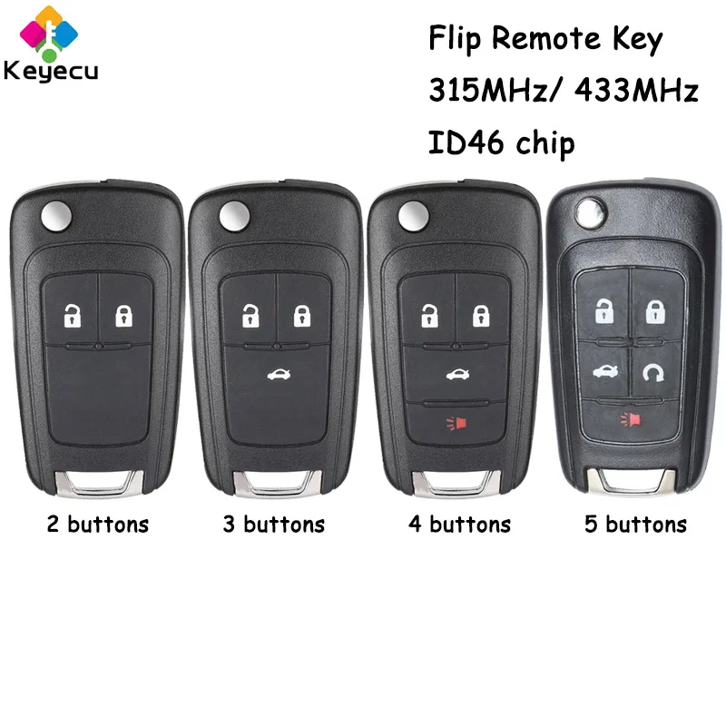 

KEYECU Folding Flip Remote Car Key With 2 3 4 5 Button 315MHz 433MHz ID46 Chip Fob for Buick LaCrosse Regal Verano Encore Allure