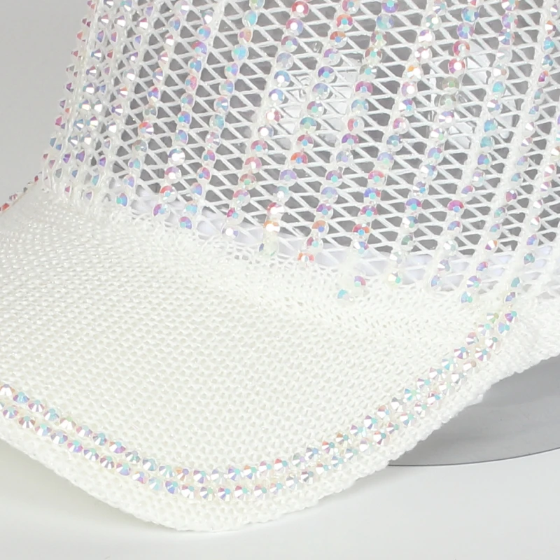 wholesale New Fashion summer rhinestone bling women baseball hats Pierced Embroidered Caps For Ladies