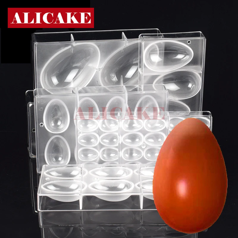 Chocolate Mold Polycarbonate Happy Easter Egg Chocolate Mould Cake Decoration Form Smooth Egg Confectionery Baking Bakery Tools