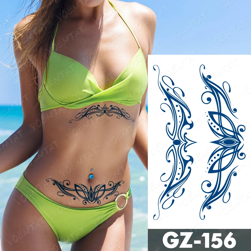 Juice Ink Lasting Waterproof Temporary Tattoo Sticker Lotus Butterfly Totem Sexy Festival Fake Tattoos Semi-Permanent Women Men