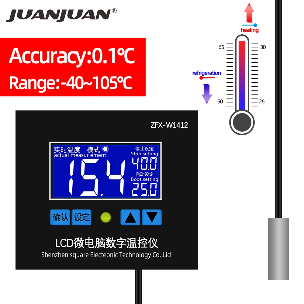 Microcomputer Temperature Controller Control ZFX-W1412 Thermostat Switch Sensor Cooling Heating Board 12V 24V 220V