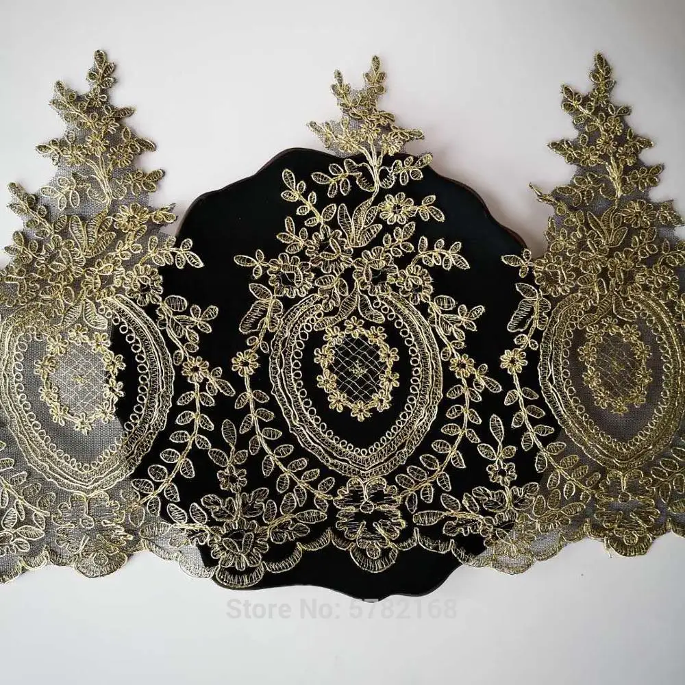 1 ヤード/30 センチメートルホット販売ライトゴールドシルバーメッシュレーストリム高級刺繍ライトゴールドレース生地のウェディングドレス