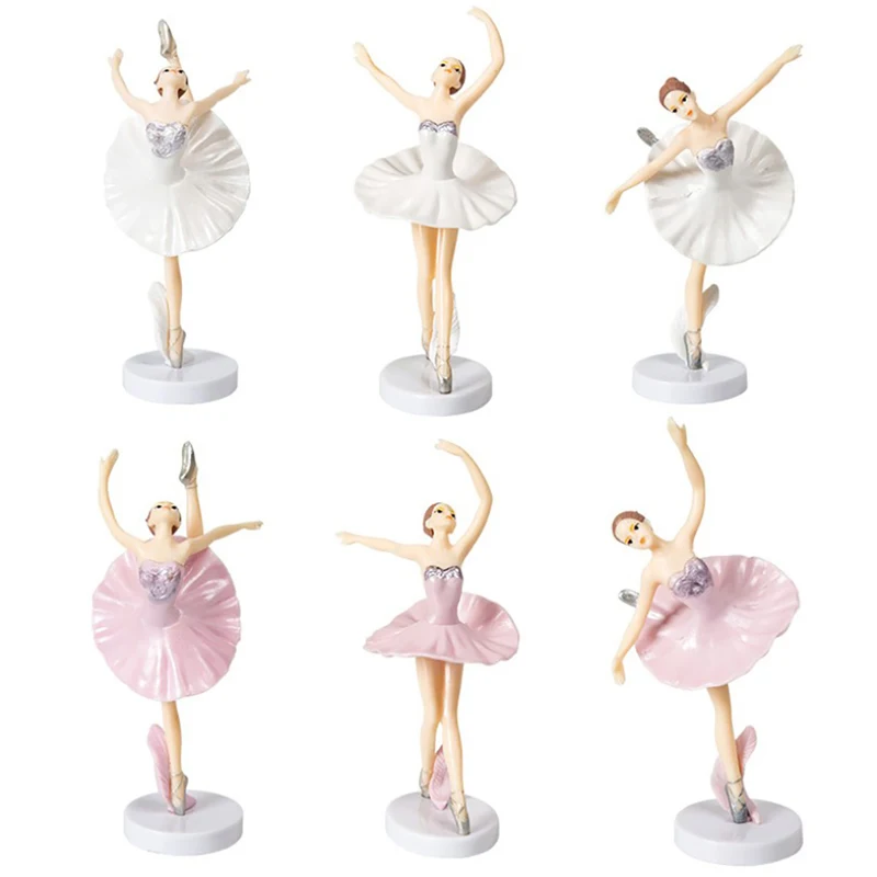 3pc Cake Topper Dancing Girl Doll Decor Wedding Birthday Cake Decor Ballet Girls Baby Girl 1st Favor Happy Birthday Party Decor