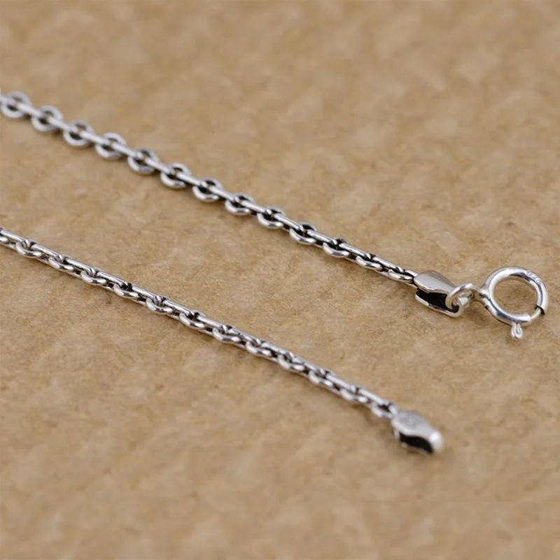 S925 Sterling Silver Vintage Round Buckle Cross Chain Necklace Woman men Thai Silver fashion Close Round Chian Necklace jewelry