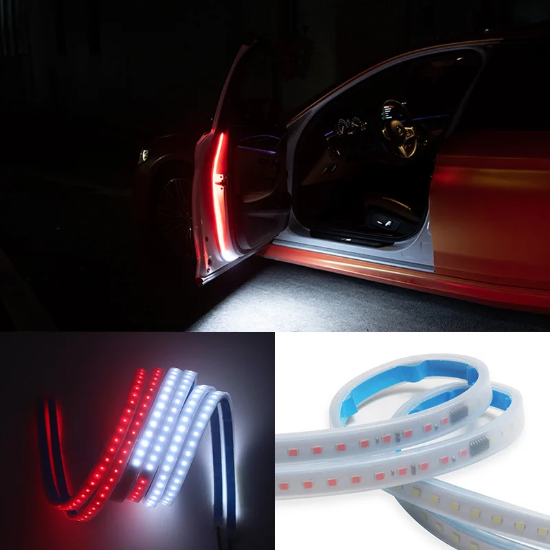 

120CM Car LED decorative Door Opening Warning Lights Strips Welcome Decor Lamp Anti Rear-end Collision Safety Universal Car Ligh