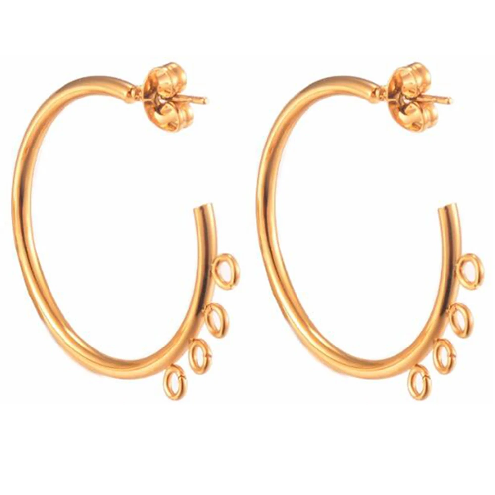 

4pcs/lot 30mm C Shape Round Loop Circle Earrings Stainless Steel Ear Wire Hooks Diy Jewelry Making