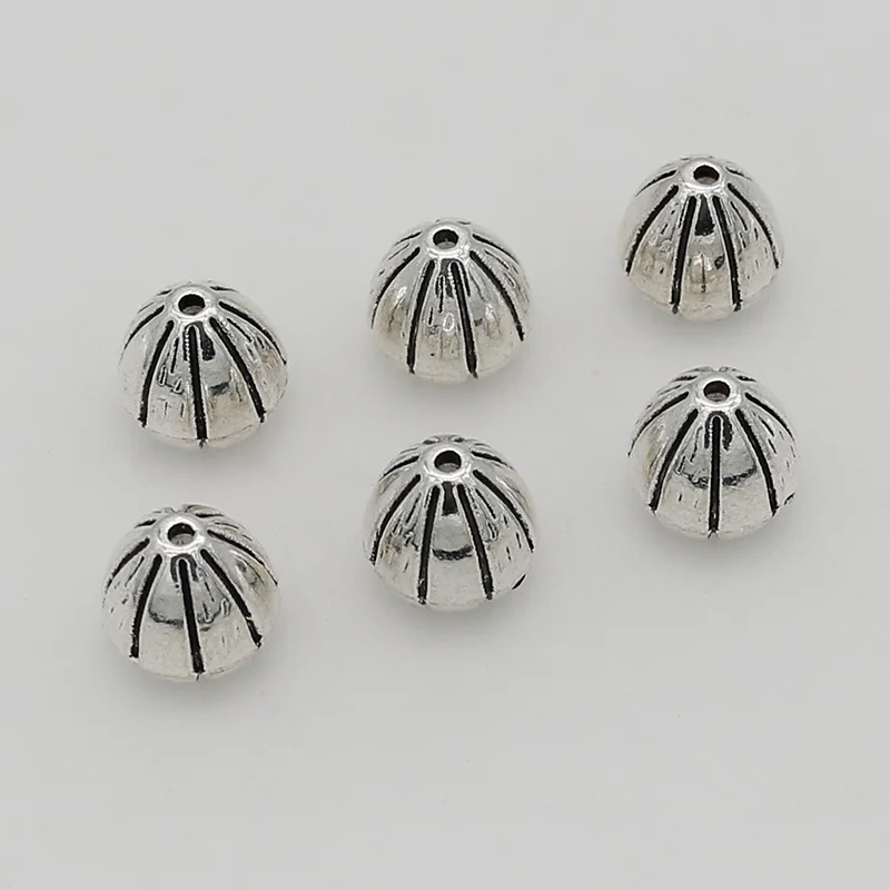 20pcs/lot Fashion Dome Design Zinc Alloy Bead Caps 10x9mm Antique Silver Beaded End Cap Tassel Receptale DIY Jewelry Accessories