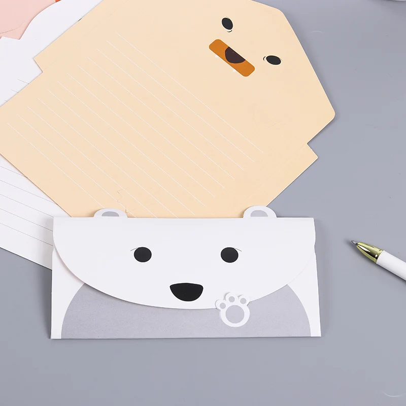 Cute Paper Letter Envelope Cartoon Animal Panda Notebook Diary Kid Student School Birthday Party Invitation Card Stationery Gift