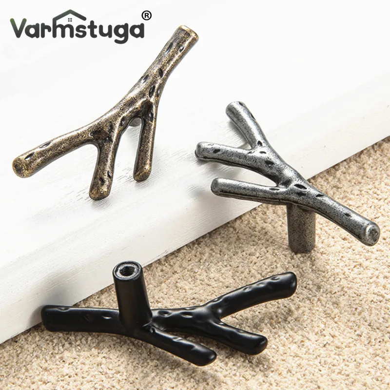 Fashion Tree Branch Furniture Handle 96mm 128mm Black Silver Bronze Kitchen Cabinet Handles Drawer Knobs Door Pulls Hardware